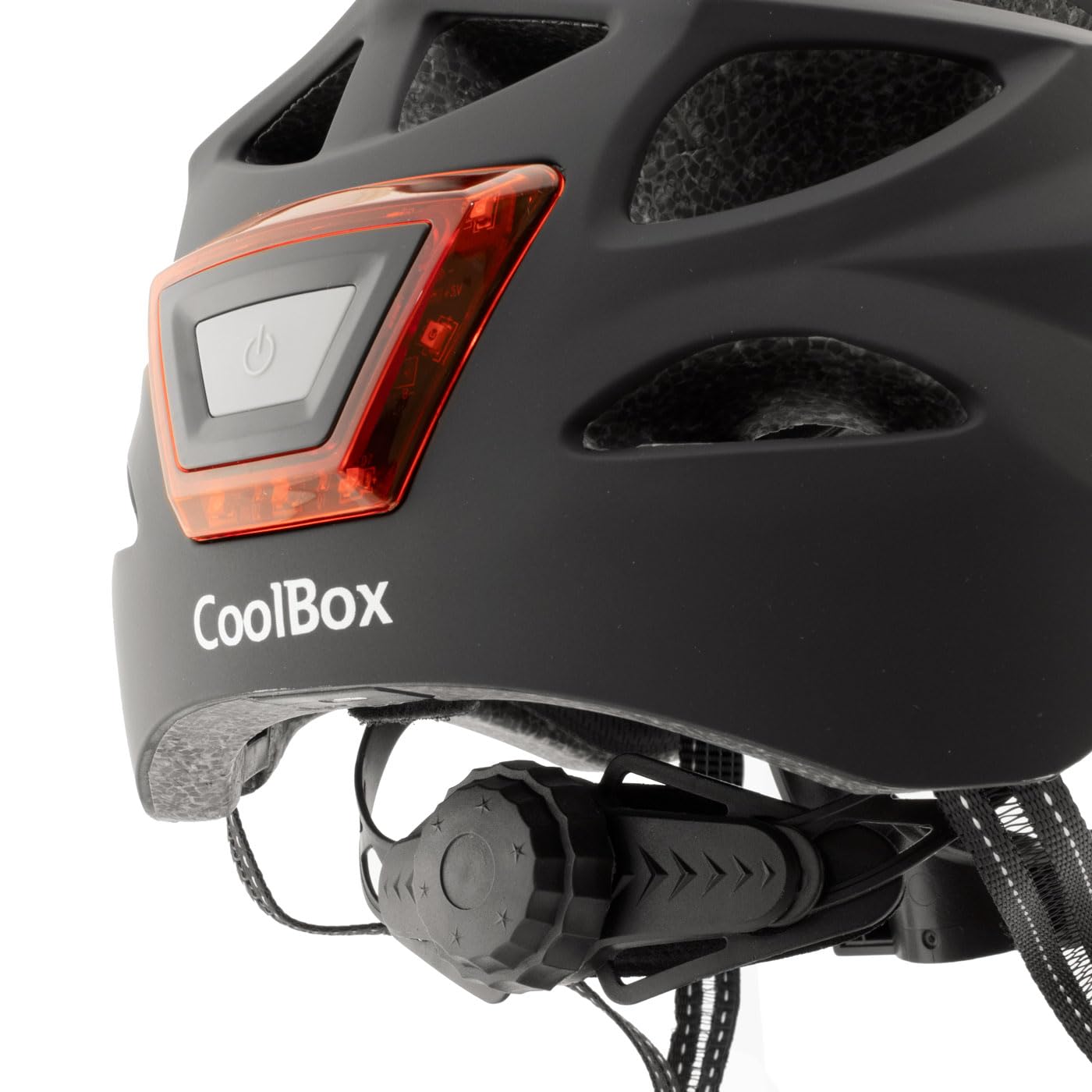CoolBox M02 Casco para Patinete Eléctrico o Bicicleta Negro con Luz LED Frontal y Trasera. Ligero y Resistente con Espuma EPS y Cubierta de Policarbonato, Diseño Transpirable. Talla M