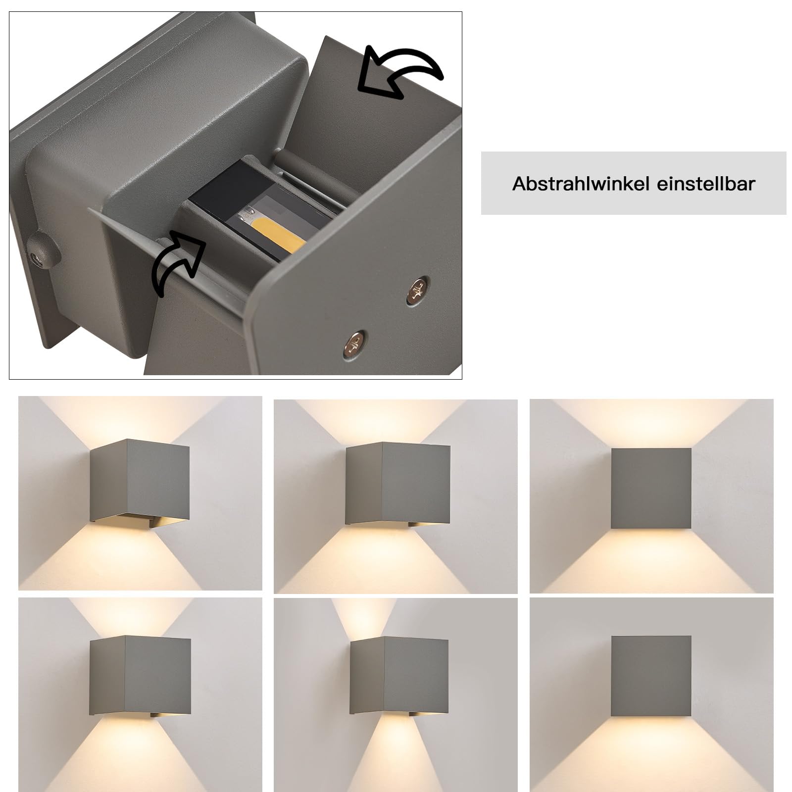 LED Wandleuchte Aussen Wandlampe innen - 4 Stück Außenwandleuchten Up Down Leuchte Aussen 5 W Wasserdicht Außenlampe Wand Wandbeleuchtung Grau Außenleuchte Wandstrahler für Hauswa