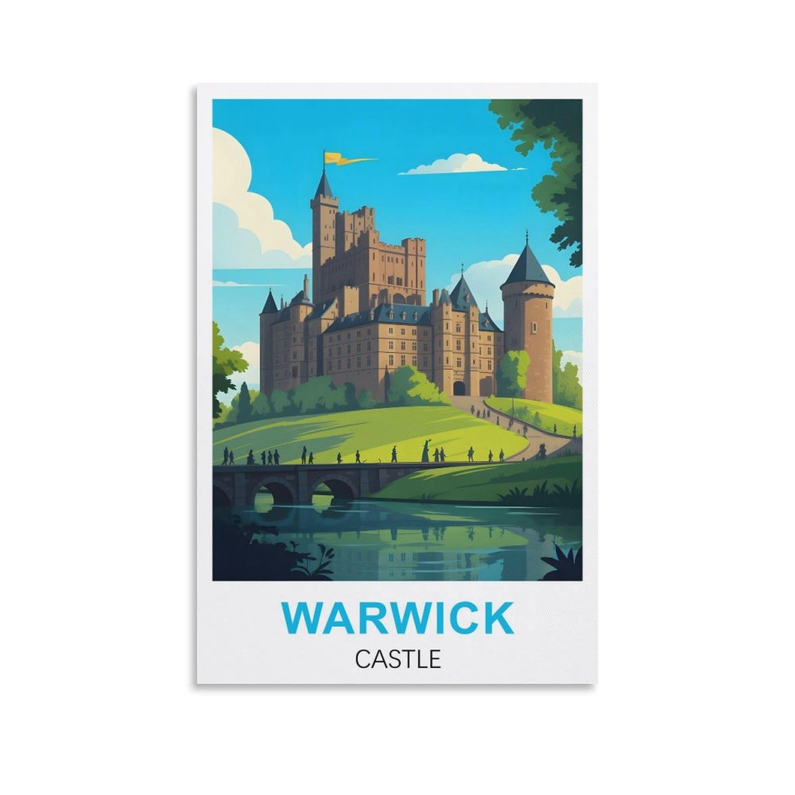 EZMLFA Diamond Art Kits Adults,Warwick Castle England,5D Dimond Picture, Crystal Gem Art Crafts for Boys Girls, DIY Mosaic Creations Set for Home Decor 50x60cm