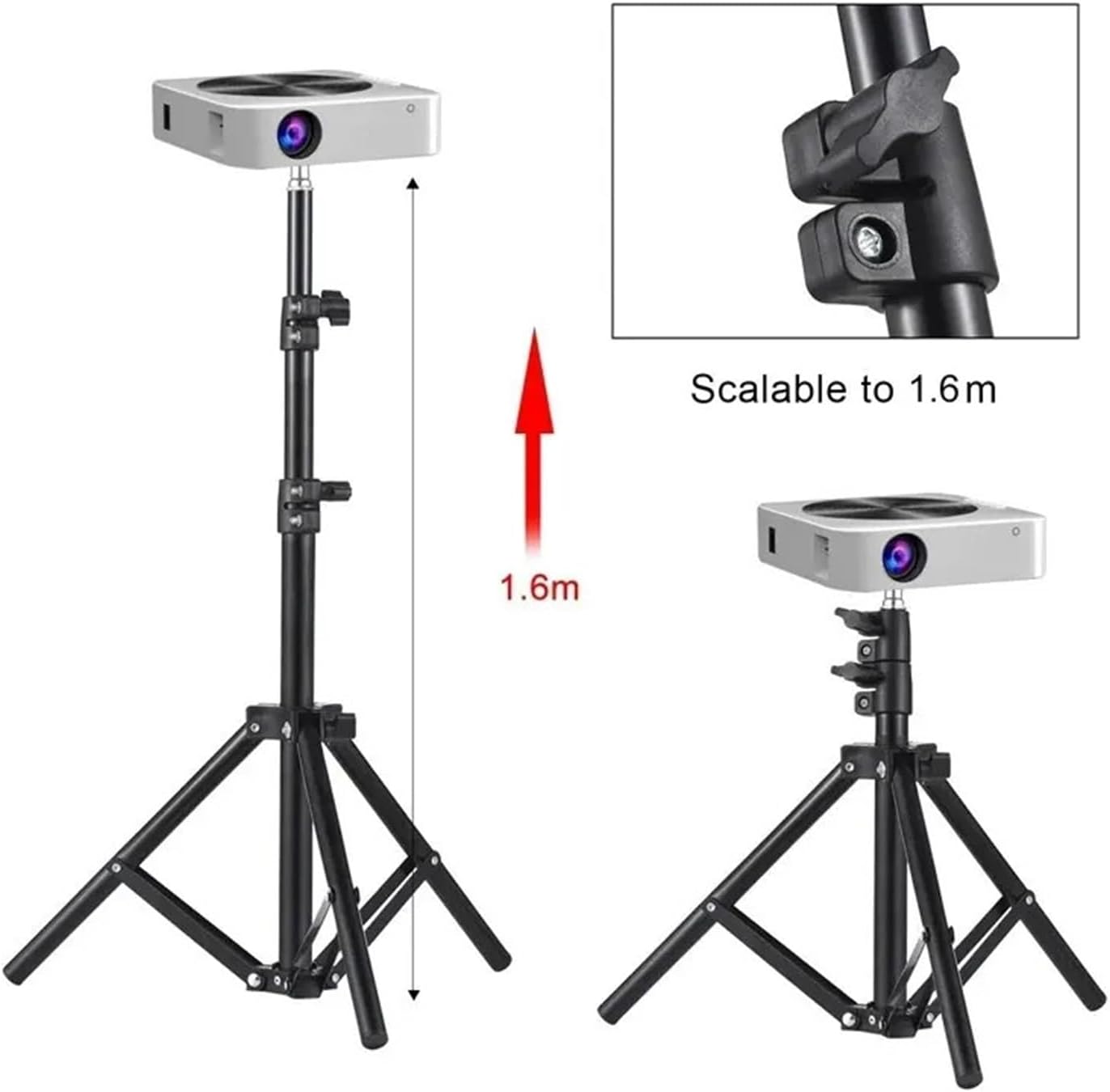 Metal Tripod Projector Bracket can be Extended to 1.6M Aluminum Alloy Interface is Adjustable