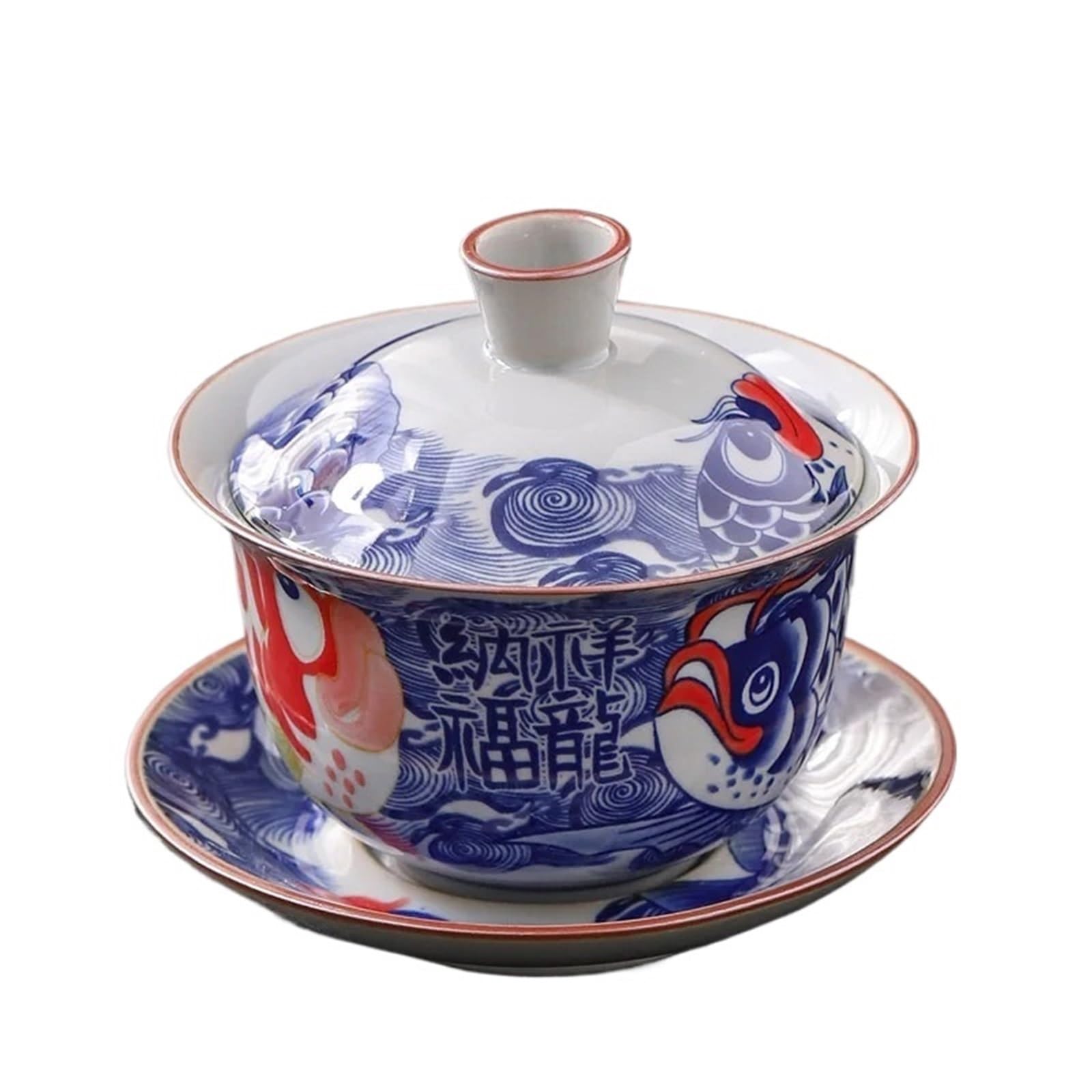 Filiżanka do herbaty, chińskie filiżanki do herbaty, 150 ml, niebiesko-biała porcelana Gaiwan, elegancka, podszkliwna, kolorowa miseczka do herbaty, waza do herbaty, pokrywka do zaparzacza do herbat