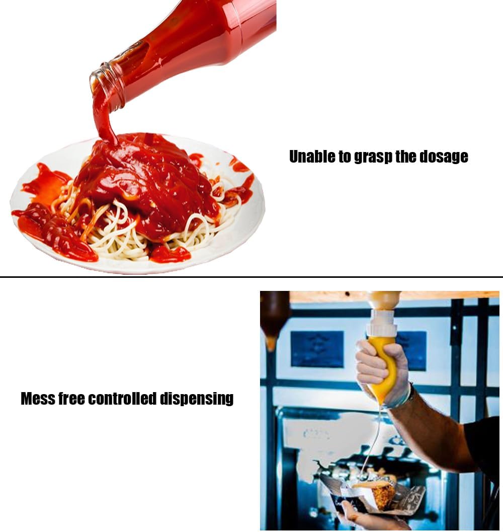 Large Capacity Condiment Dispenser for Restaurant and BBQ - Refillable Sauce Squeeze Bottle and Leak Proof Design for Mustard, Salad, Ketchup and More (round, 5.5 Liters)