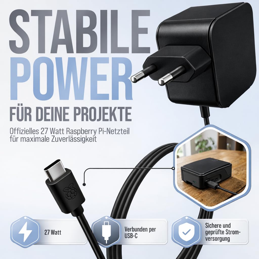 db-tronic Raspberry Pi 5 8GB Starter Set | 64GB Black Edition | Netzteil 27W | Gehäuse mit Lüfter | 4K Micro HDMI Kabel | Ideal für Smart Home, Retro Gaming & Home Assistant - 5