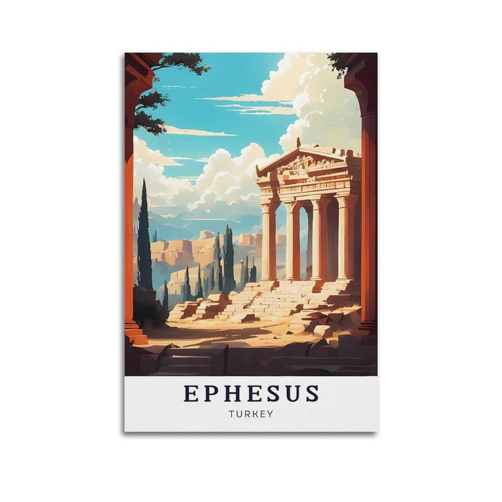 EZMLFA 5D Diamond Painting Kits for Adults,Ephesus Turkey,for Adults Beginners of All Ages, Round Full Drill Arts and Crafts Gems Home Wall Decor 40x40cm