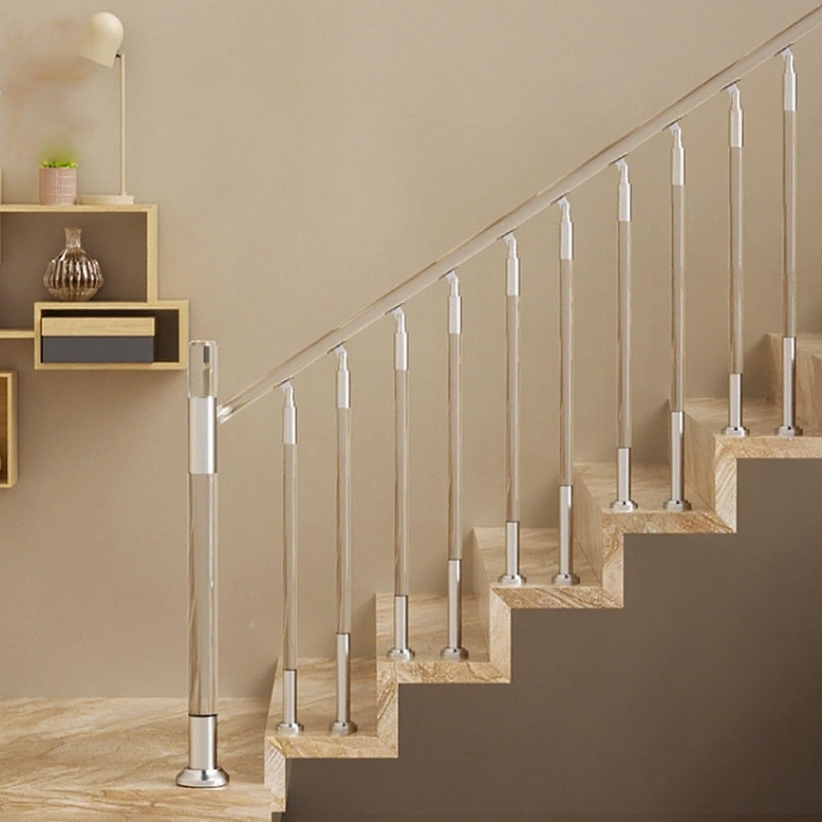 Słupek balustrady Przezroczysta Tralka Schodowa O Wysokości 85 cm Do Przebudowy Schodów, Przezroczyste Kryształowe Pręty Balustrady Z Butami I Śrubami(Pack of 20)