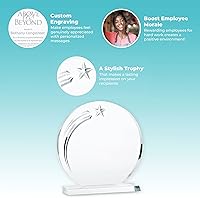 Vista 4 de Baudville Trofeo grabado – Círculo acrílico de 7.5 pulgadas – Curva de estrella fugaz en el lateral – Premio para empleados – Grabado personalizado