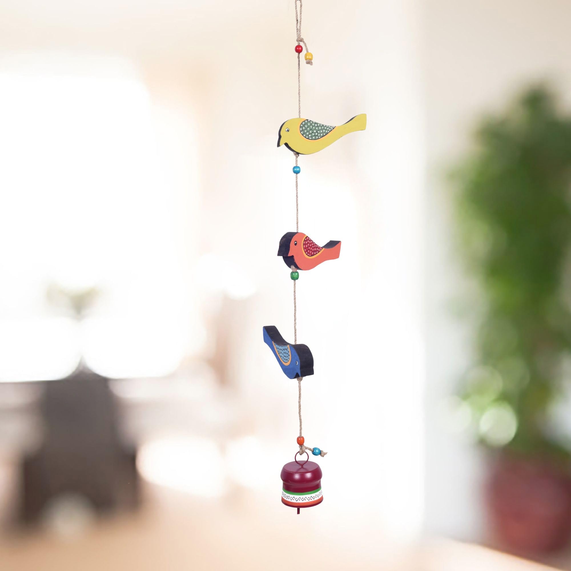 Aakriti Art Creations Trinity of Birds Windchime Multicolor | Handmade Modern Art Wooden & Metal Wind Chime | Matte Decorative Wind Chimes for Balcony, Garden, Living Room & Gifting-image-39