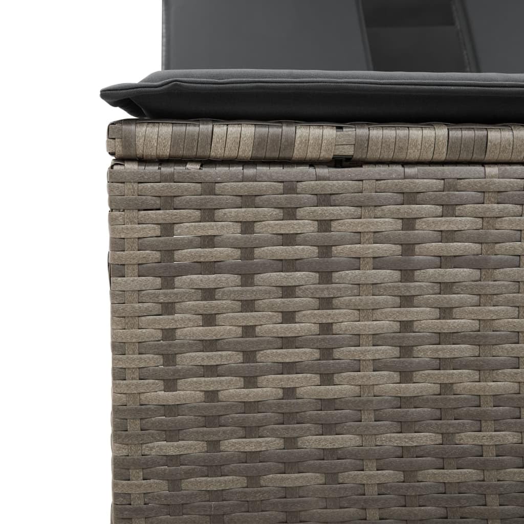 Doppel-Sonnenliege klappbar mit verstellbarem Dach 136 x 202 x 140 cm Poly-Rattan Akazienholz Gartenliege grau wetterfest für Balkon Terrasse Garten