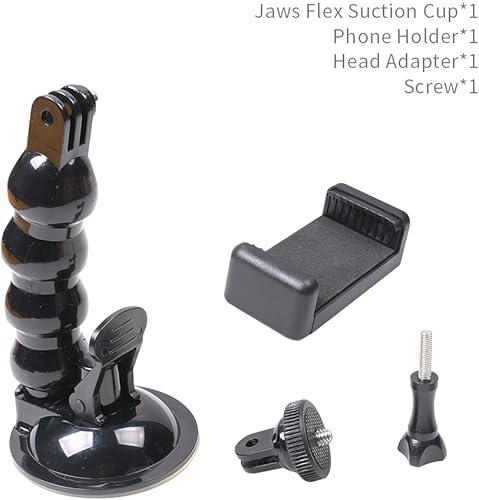 Miniatura 6 de SUREWO Soporte flexible con ventosa de cuello de cisne para GoPro Hero 11, 10, 9, 8, 7, 6, 5, negro, soporte de parabrisas de automóvil de extensión