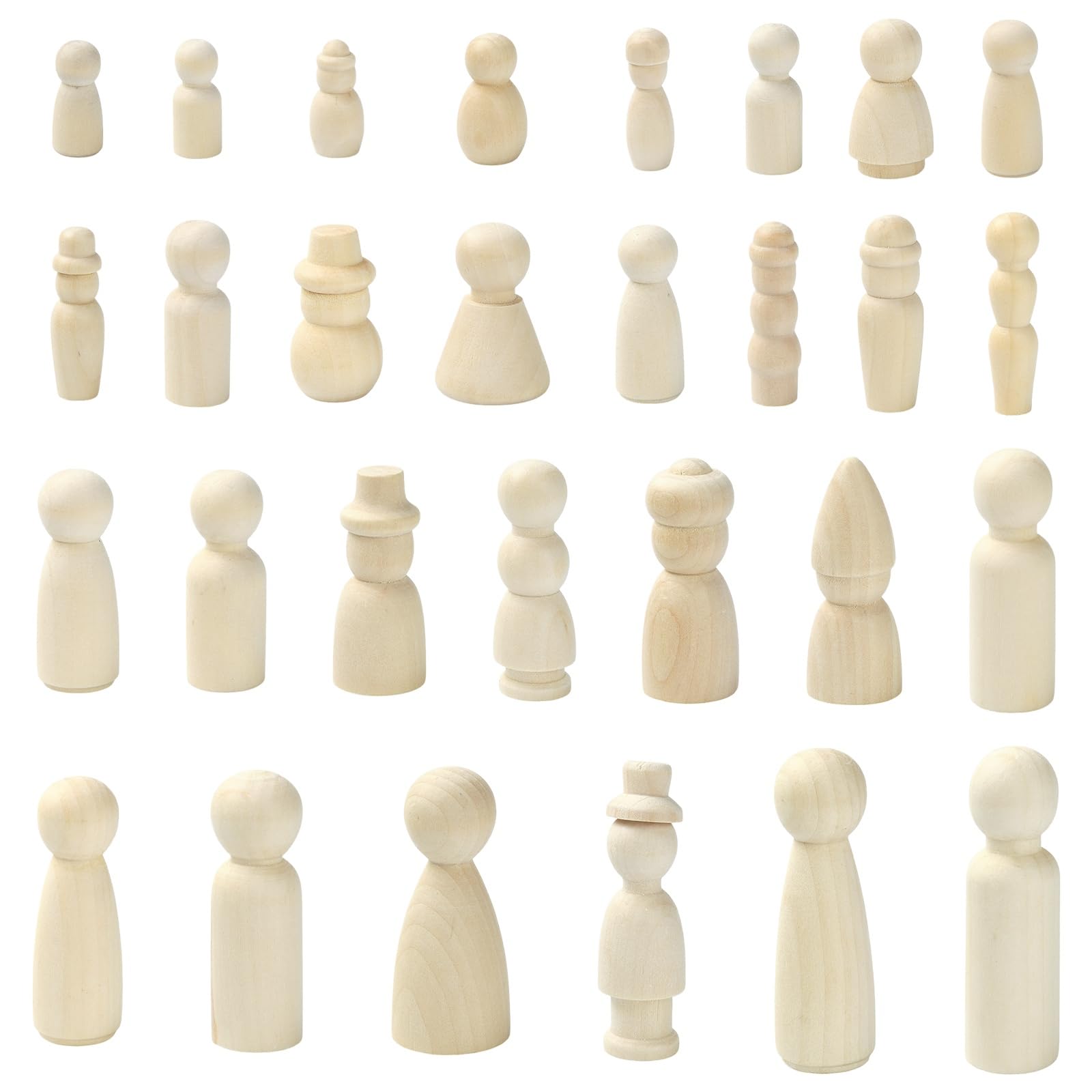 Ipotkitt 29 statuette in legno naturale non finite in 29 stili per pittura fai da te, casa, ufficio, auto, paesaggio, decorazione da tavolo