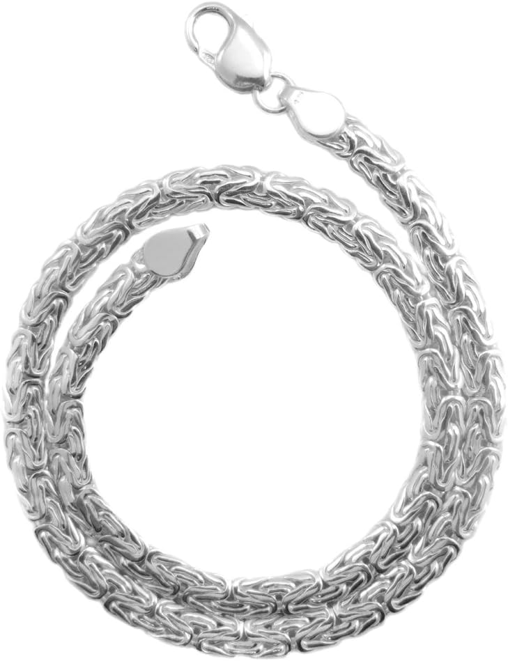JOSCO Byzantine Necklace 6mm Thick Solid .925 Sterling Silver Chain. 16,18,20,22,24,30 Inches