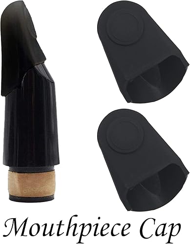 Miniatura 5 de Yootones - 2 tapas de boquilla de goma duraderas compatibles con boquilla de saxofón, tapa de clarinete, tapa protectora (negro)