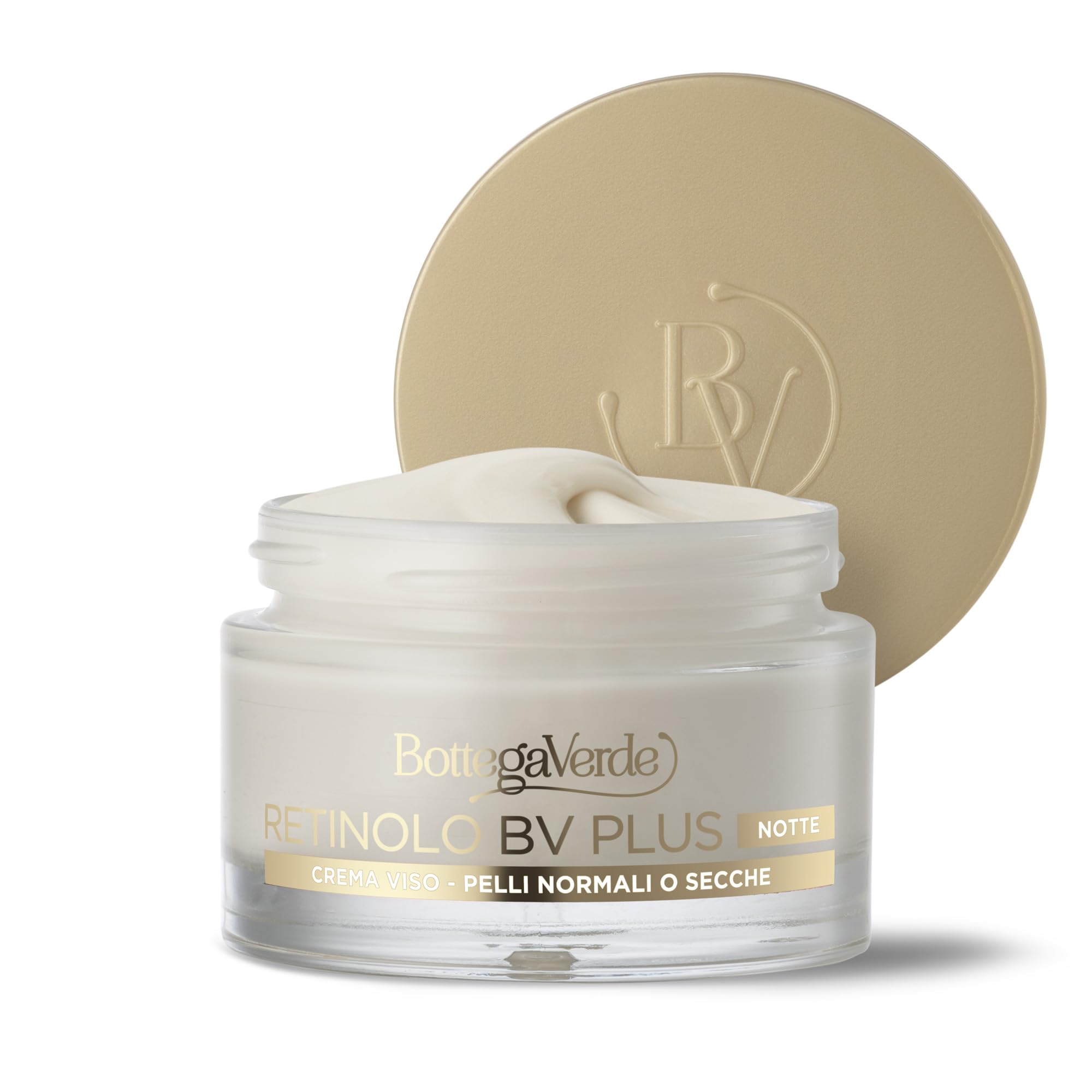 Bottega Verde - Retinolo BV Plus, Crema Viso Notte Antirughe e Antietà, 50 ml, con Pro-Retinolo e Acido Ialuronico, Azione Elasticizzante, Pelli Normali o Secche