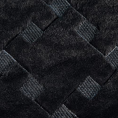 Home Soft Things Oversized King 4 Piece Faux Fur Quilted Tatami Bedspread Bedding Set, Soft Plush Warm Breathable Durable Quilt Coverlet Set With Matching Shams Pillows, 120" X 120", Black #TOP6