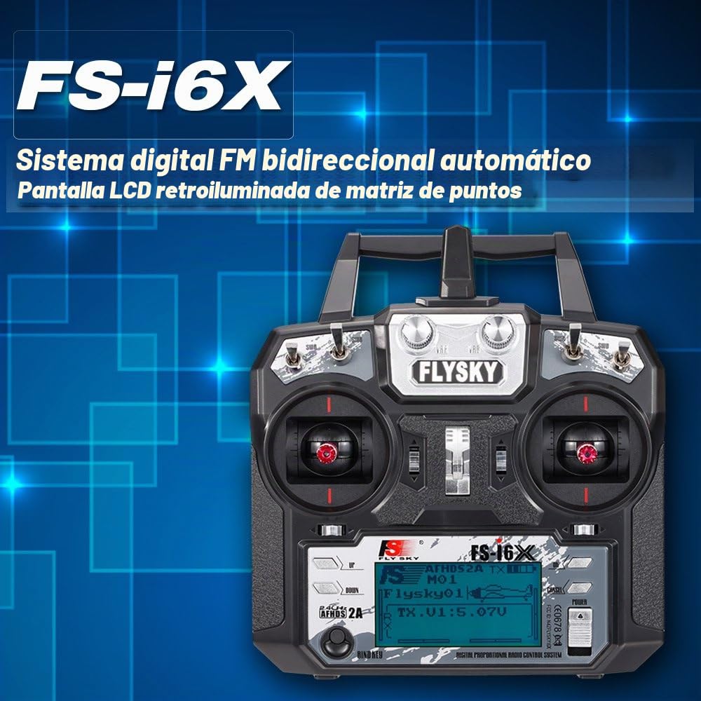 Flysky FS-i6X 2.4GHz 10CH AFHDS 2A RC Transmisor con receptor FS-iA6B para avión helicóptero RC Drone