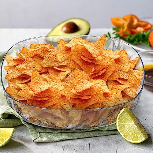 Fasmov 6 Pack Plastic Serving Bowls, Square Serving Bowls, 72 Ounce Large Elegant Diamond Pattern Plastic Bowls for Salad, Party Snack, Popcorn, Chip, Buffet, Candy, Fruit, Clear