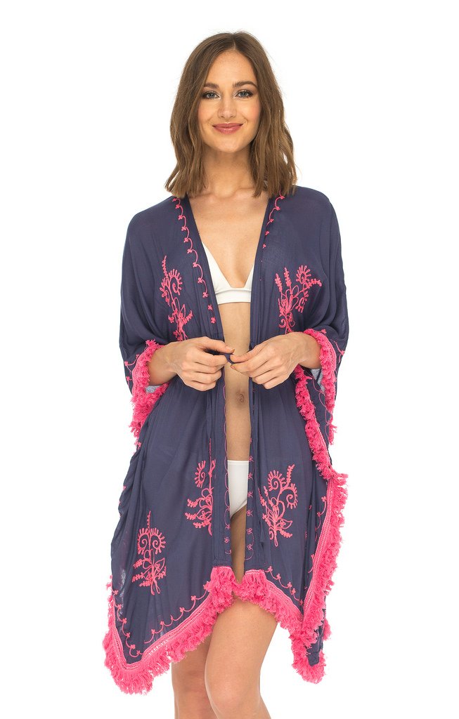 SHU-SHI - Kimono de Estilo Boho para Mujer - Estilo cárdigan con Flecos - Ideal para la Playa