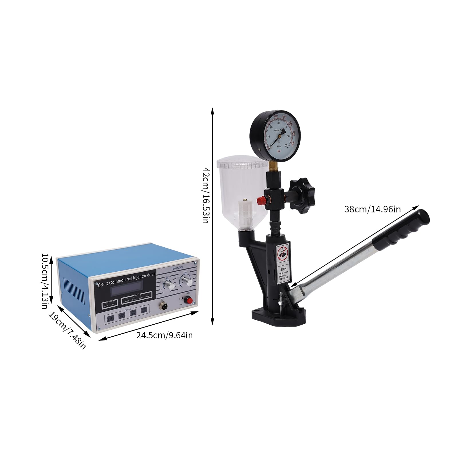 HZOPUTLH Diesel Injector Tester, CR-C Common Rail Injector Tester, S60h Fuel Nozzle Tester, Diesel Compression Tester with Clear Display and Easy-to-Operate Knobs and Buttons
