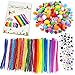 Produktbild Pfeifenputzer Handarbeitset Bastelset DIY Tutorial, enthalten 200Pcs Pfeifenputzer,200 Pcs Pom Poms, 200 Pcs Selbstklebende Wiggle Googly Augen, Verschiedene Größen für DIY Art Handwerk
