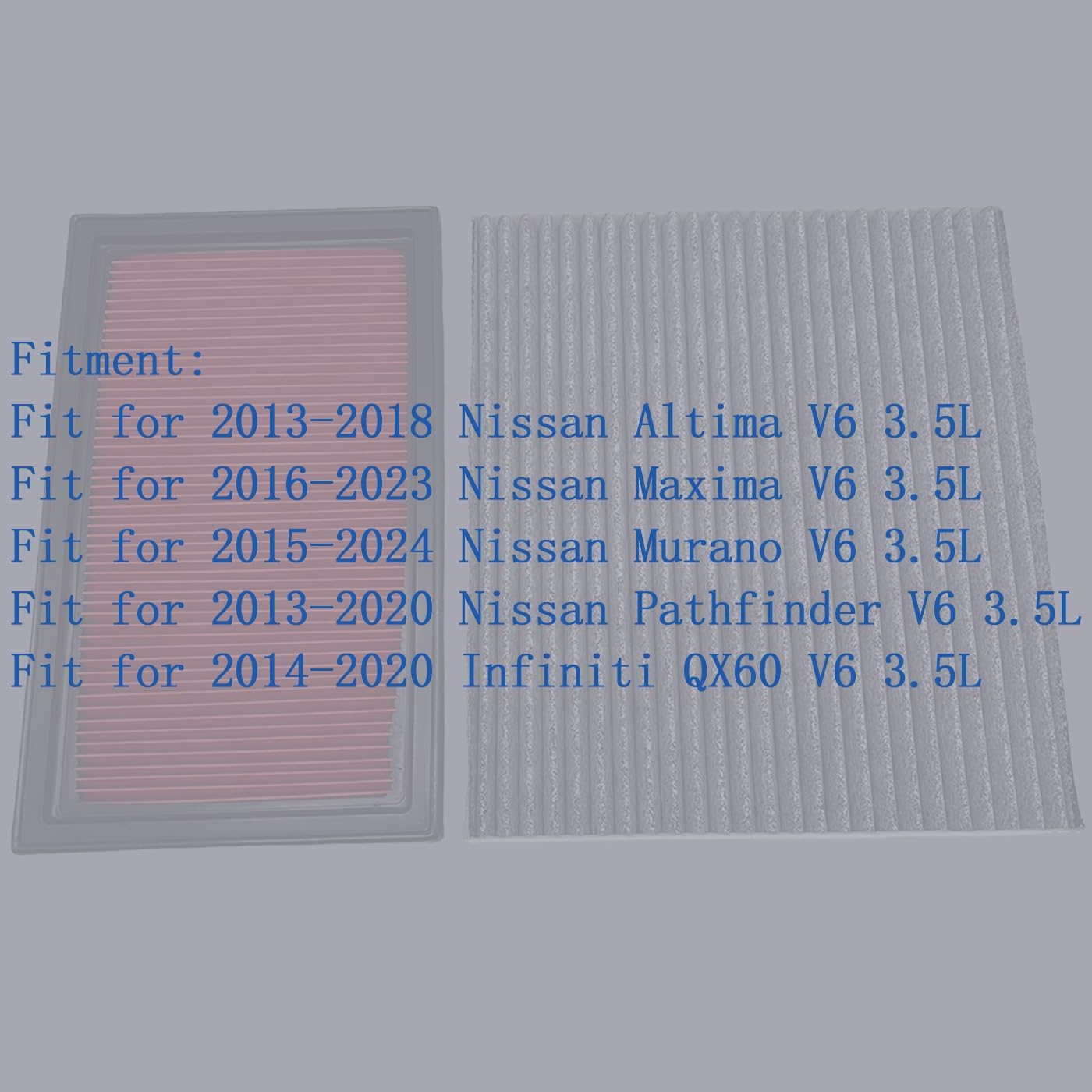 3.5L Engine & Cabin Air Filter Fit for 2013-2018 Nissan Altima, 2016-2023 Maxima, 2015-2024 Murano, 2013-2020 Pathfinder, 2014-2020 Infiniti QX60, Replace 16546-AA020 27277-3JC1A