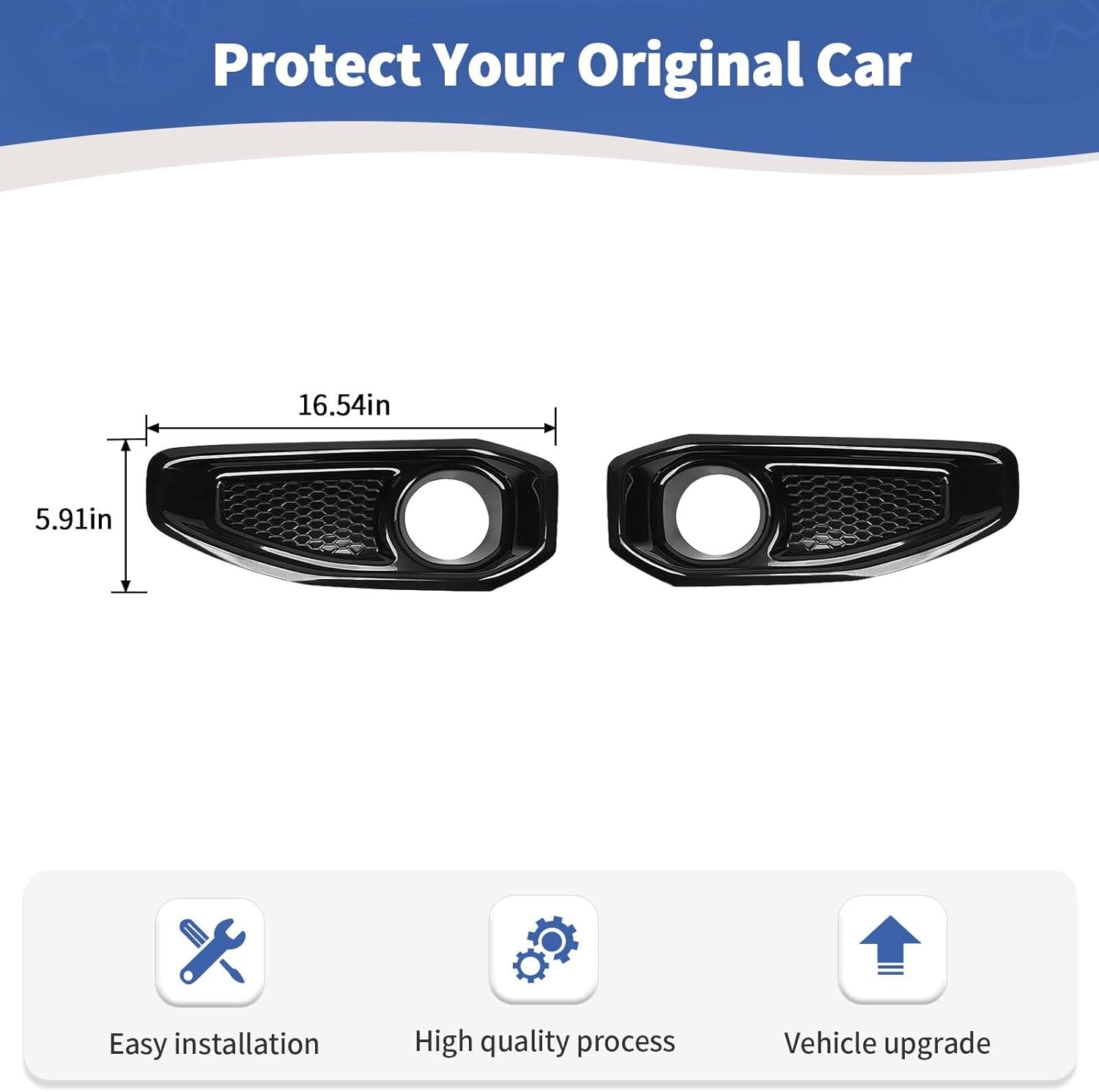 for Wrangler JL Front Bumper Fog Light Cover Trim for Jeep Wrangler JL JLU 2018 up for Gladiator JT 2020 up Black Exterior Accessories 2pcs