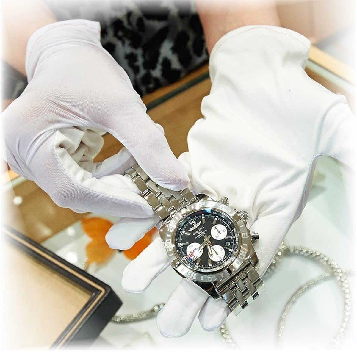 Microfaser Handschuhe für die Uhren.- und Schmuckpräsentation BULLONGÈ WATCHLINE W Gr. 8 reinweiß Fashion