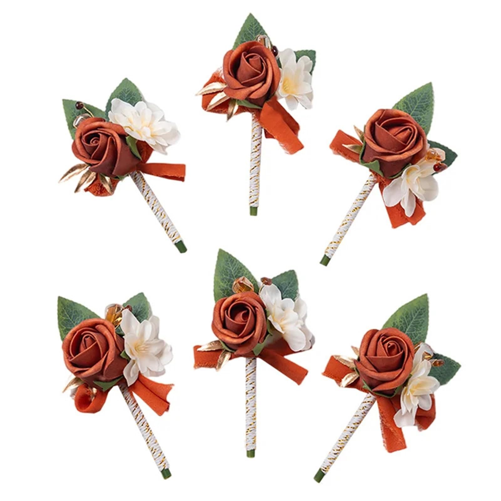 XCTDSVAH Corsage For Prom Burnt Orange Boutonniere Groom Best Man Groomsmen Artificial Flowers For Wedding Ceremony Rustic Marriage Prom(WHITE)