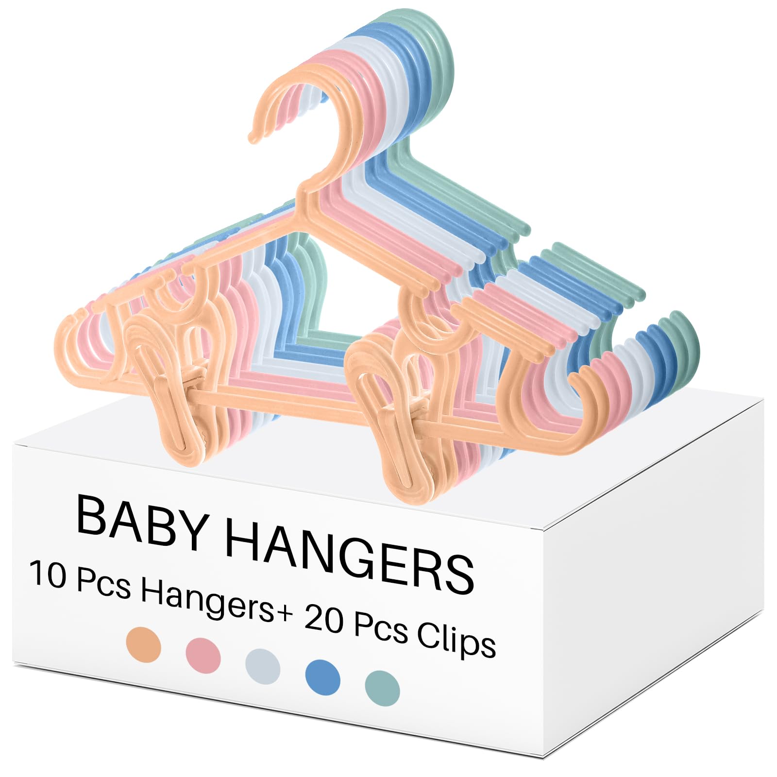 Cintres en plastique avec clips Hsei pour enfants et bébés lot de 30 coloris Morandi