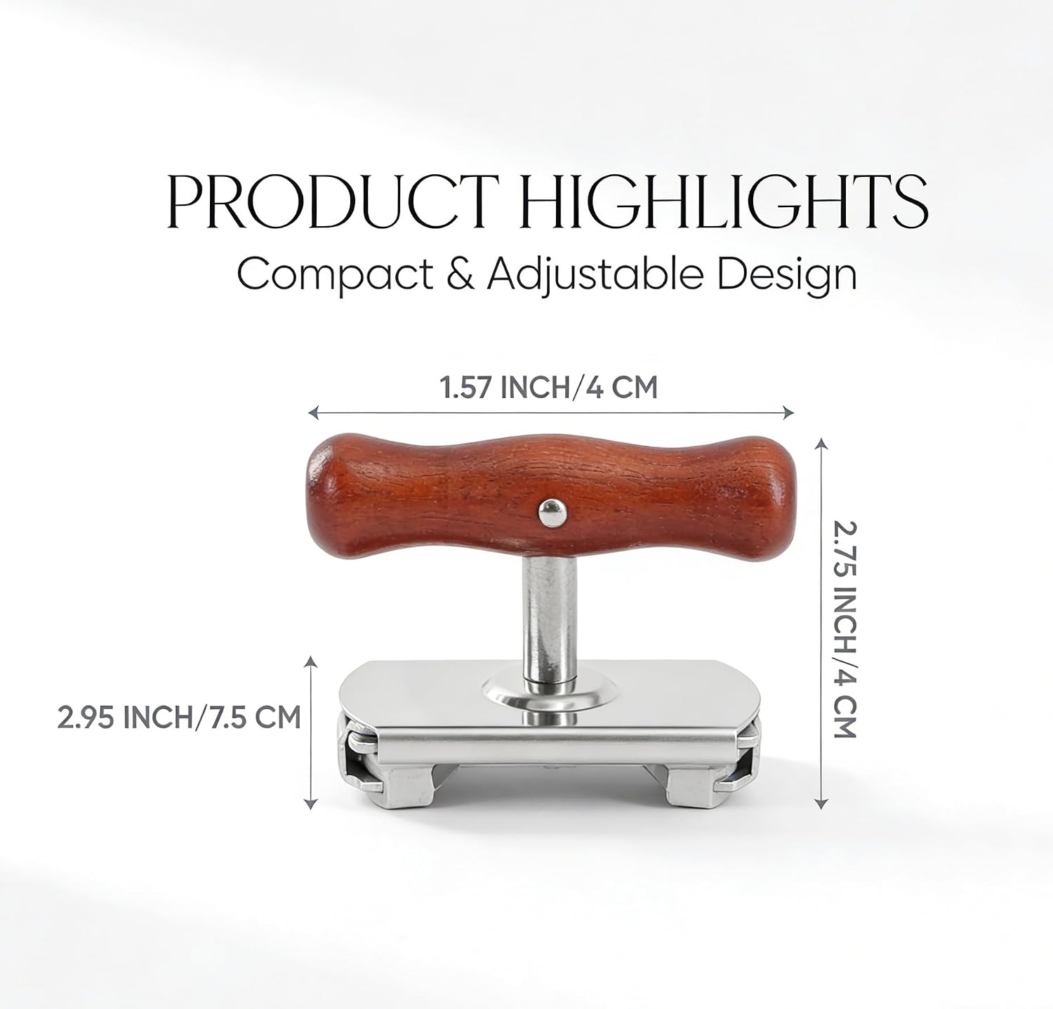 Jar Opener for Seniors with Weak Hands, Adjustable Lid Remover Tool for Jars and Bottles, Heavy Duty Stainless Steel with Wood Handle, Includes 2 Extra Anti-Slip Rubber Grips