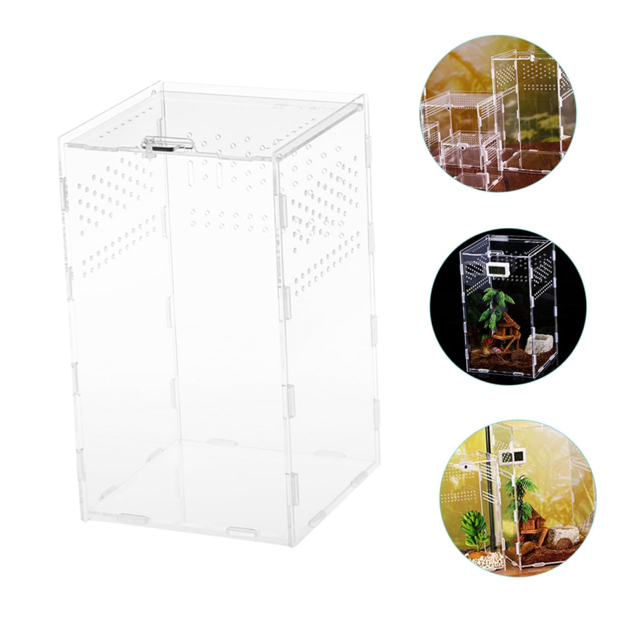Transparente Acryl Reptilien Nistbox 15X15X25cm mit Belüftung für Schlangen Vogelspinnen Gecko und Terrarium Aufzuchtbox