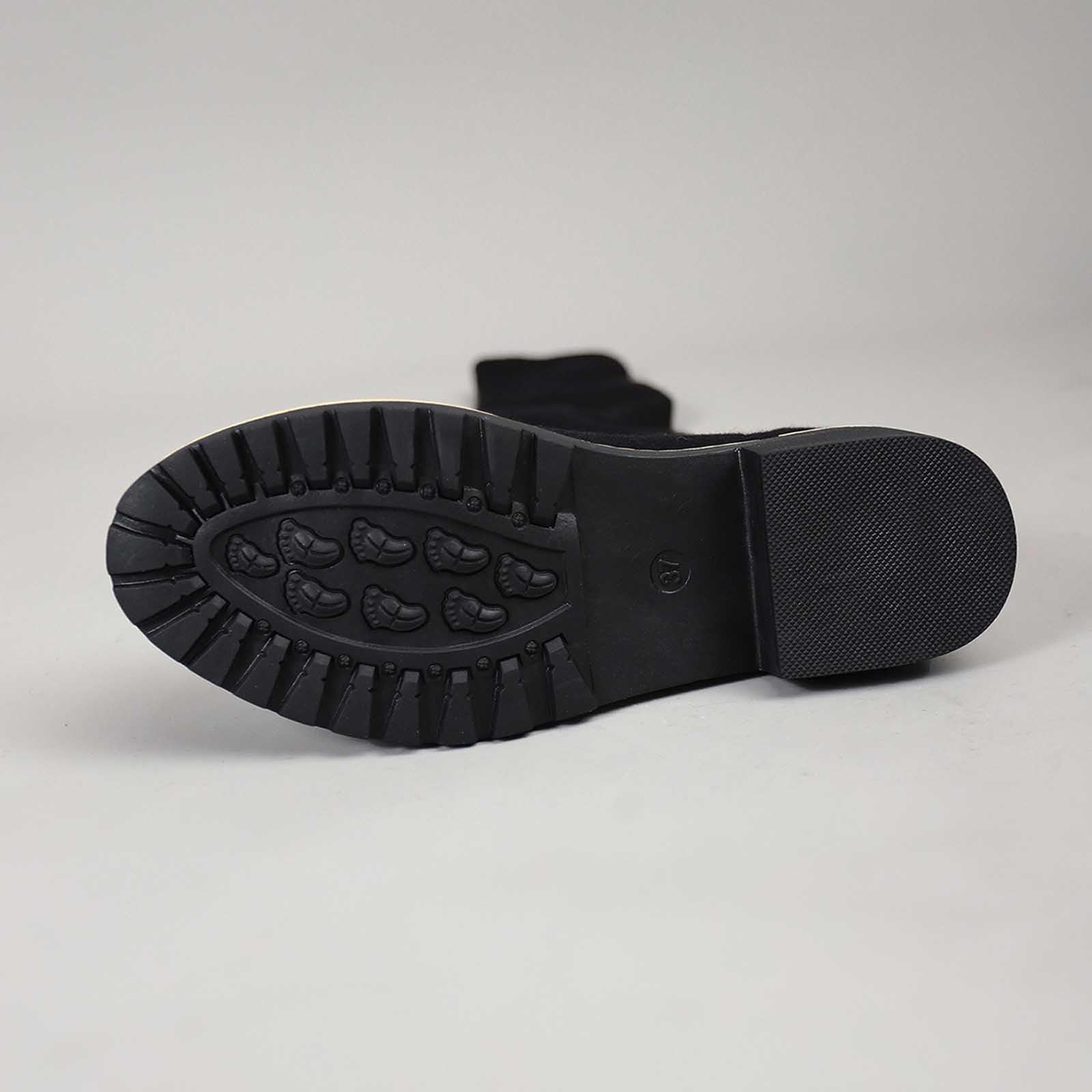 Botas de Invierno Mujer Botas hasta la Rodilla con tacón Grueso y Punta Redonda, Botines Holgados para Caminar cómodamente y un Estilo Elegante para el día a día con diseño sin Cordones.