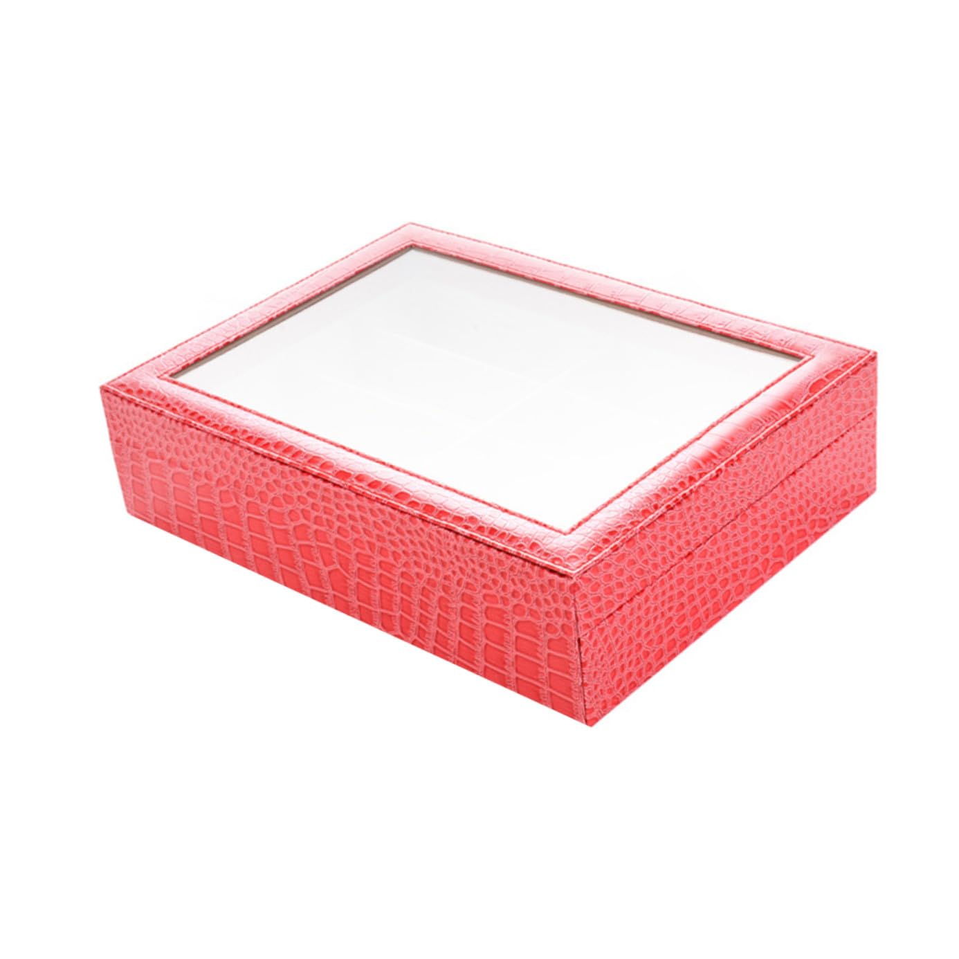 Brillen Aufbewahrungsbox Pu Leder Mit 8 Fächern Maserungsmuster Transparentem Glas Organizer Für Sonnenbrillen Und Brillensammler Platzsparend Für Zuhause Und Büro