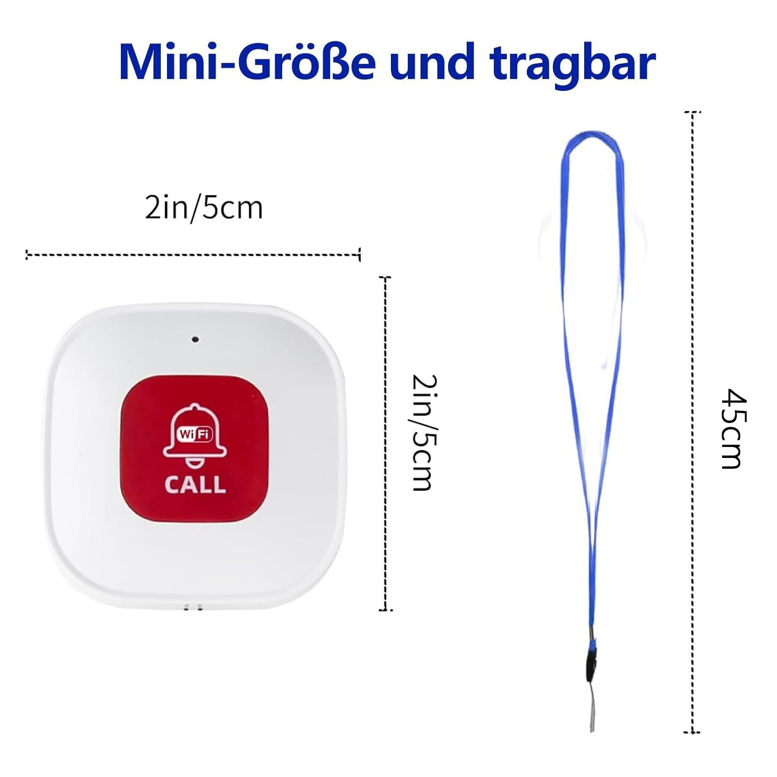 Bouton d'urgence Smart pour Seniors WiFi, Bouton d'urgence SOS Personnel, Appel d'urgence Domestique WLAN, Compatible avec Tuya Smart/Smart Life/Alexa pour Patients âgés, Enfants