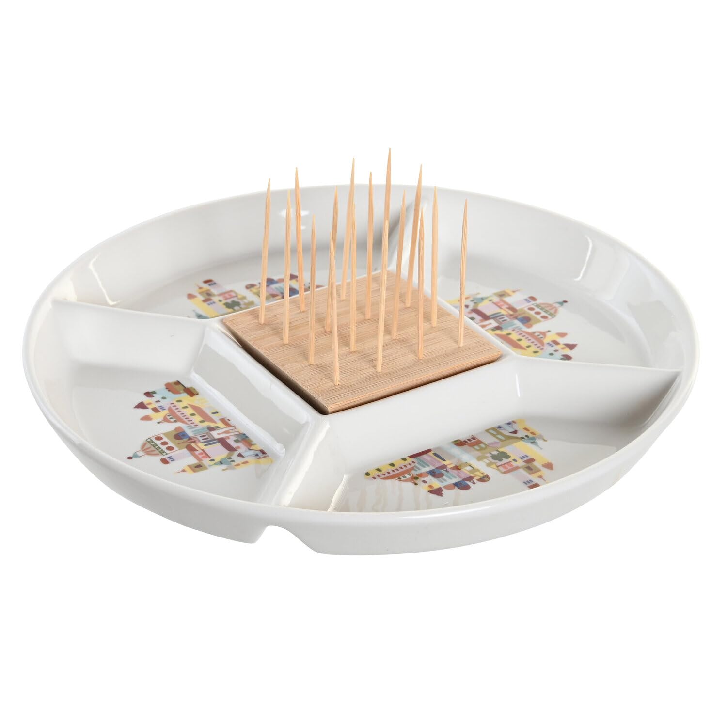 Service apéritif grès bambou bleu Casitas 23,5cm pour table