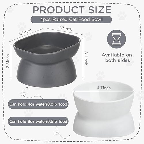 Miniatura 2 de 4 cuencos elevados de plástico inclinados para gatos, cuencos elevados de comida para gatos, cuenco de agua para gatos, plato elevado de