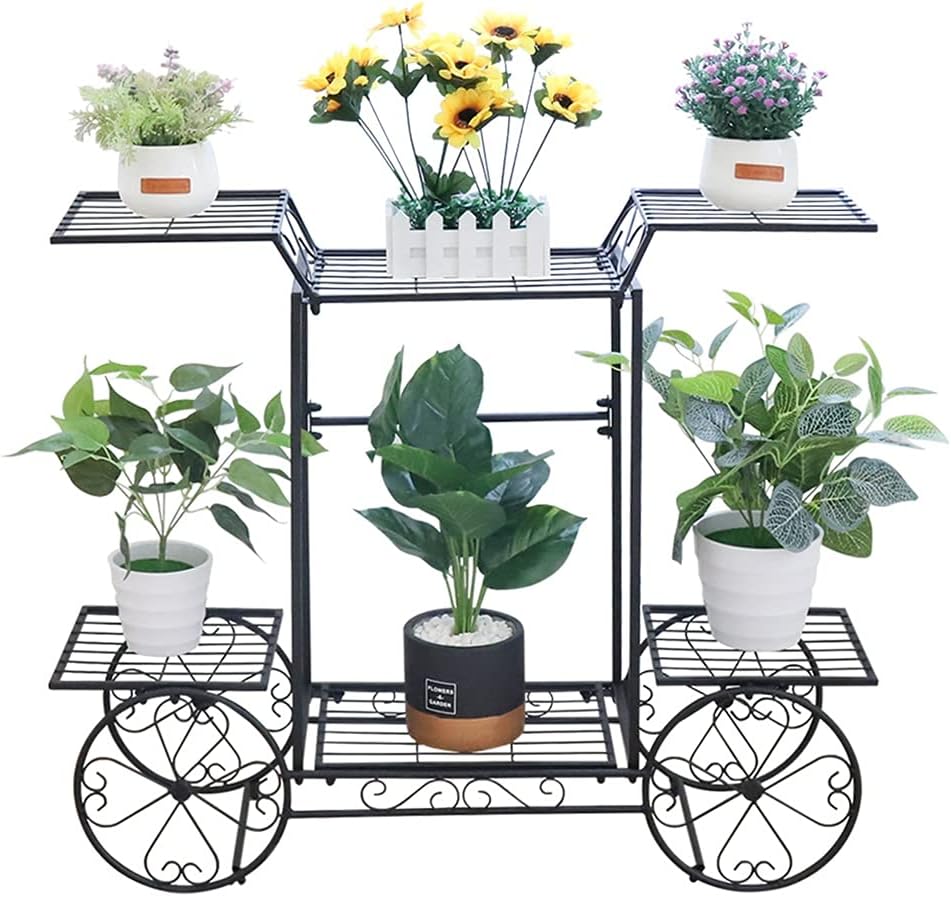 Metal Plant Stand Indoor 6 Tier Garden Cart Plant Holder
