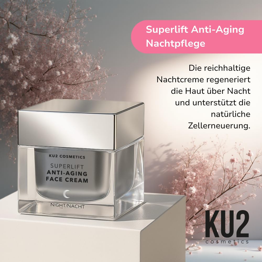 KU2 Cosmetics Superlift, crema da notte anti-invecchiamento, rigenerante per la notte con effetto lifting, per una pelle più liscia e più tonica, prodotta in Germania, 50 ml