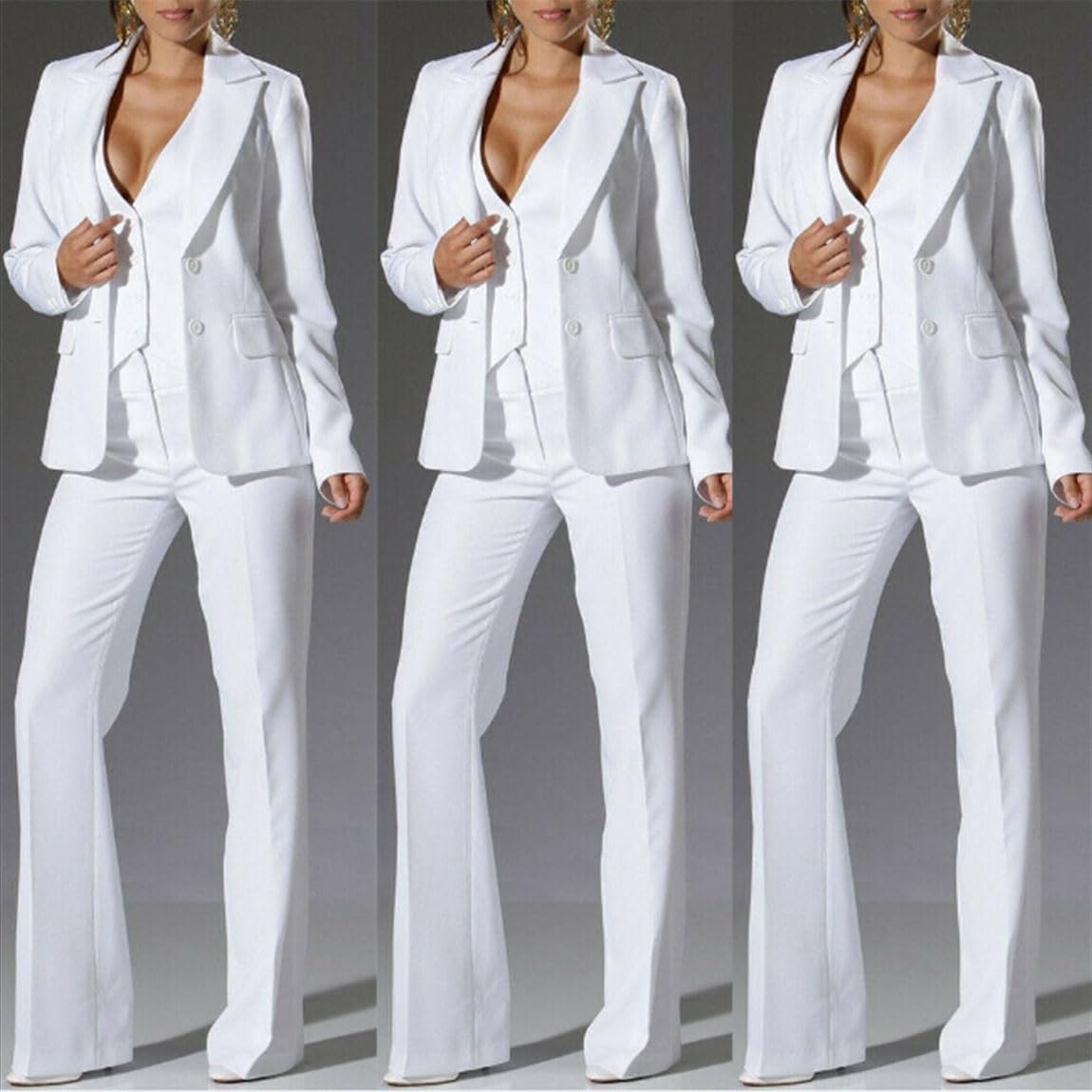 Ulnomio Mujeres Tres Piezas Traje de un Solo Pecho Botón de Negocios de Trabajo de la Mujer Chaqueta Chaleco Pantalones Set