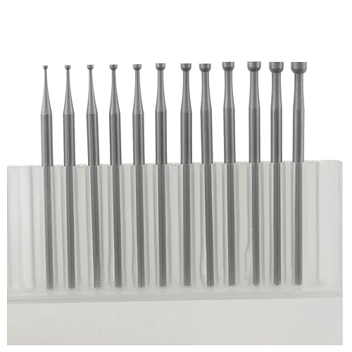 Luo ke Juego de 12 rebabas redondas de taza, vástago de 332 pulgadas, brocas para tallar joyas (008-030)