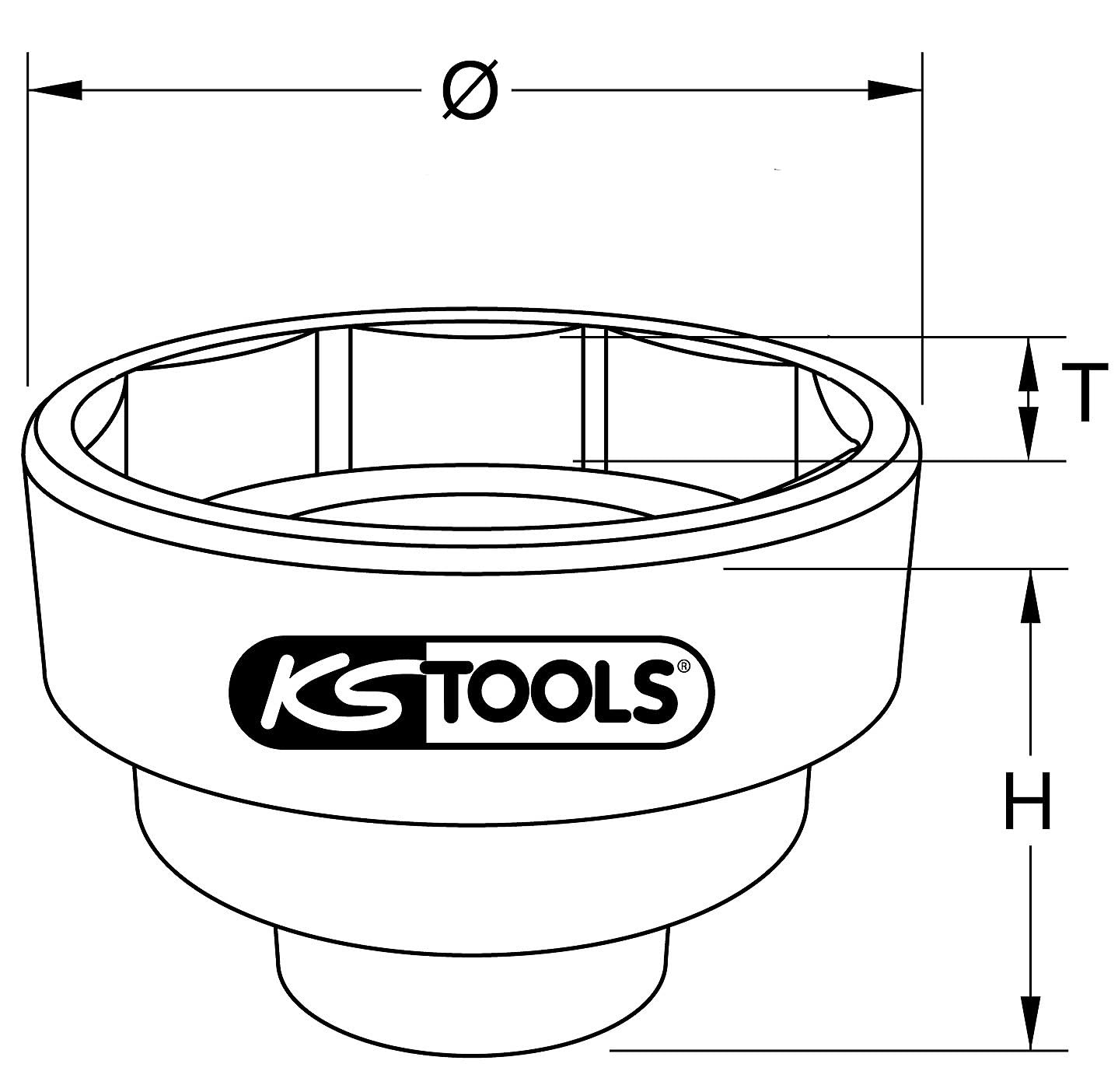 KS Tools 450.0222 Llave de vaso de impacto para tuercas de eje de 1" 8 cantos, 100 mm