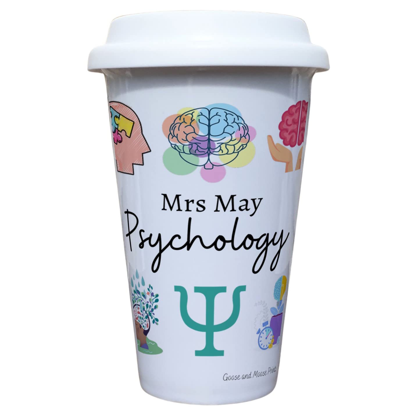 Personalised Psychology Teacher Travel Mug - Gift for Psychology Lover - Personalised Psychology Student Thermal Ceramic Insulated Mug