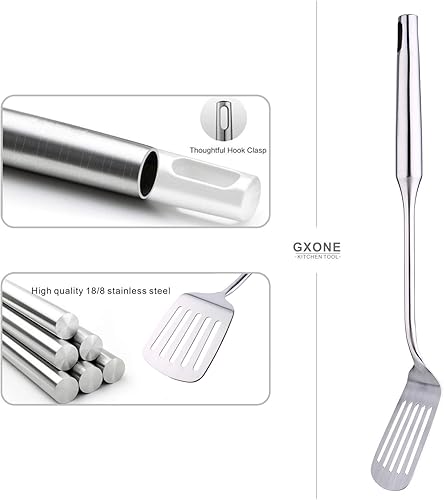 Vista 18 de Cucharón de sopa, cucharón de cocina de acero inoxidable 304, herramientas para wok con mango largo de madera, resistente al calor, plata/14.6