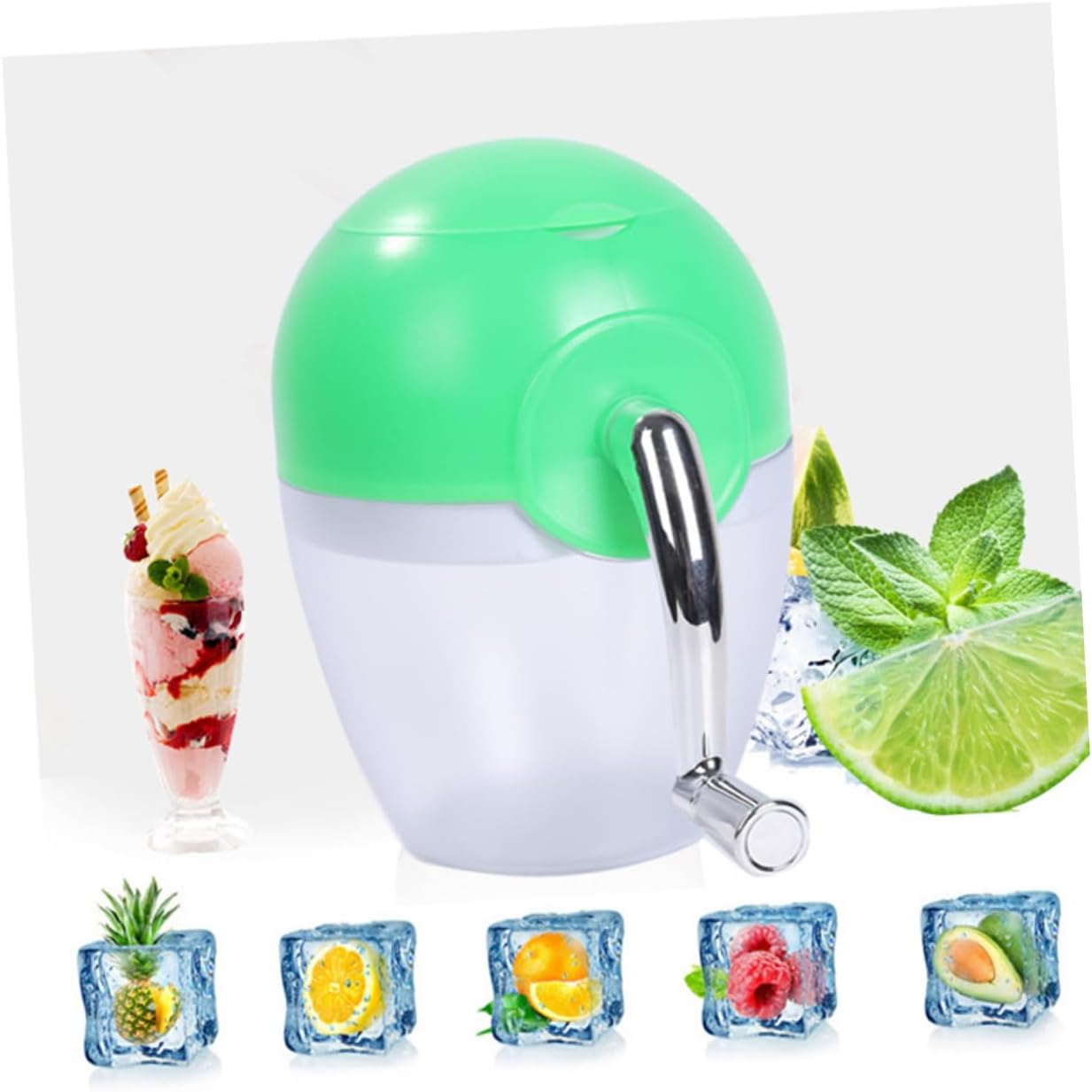 Uonlytech Manual Ice Crusher Shaver Hand Crank Ice Grinder for Shaved Ice Slushies Smoothies Compact Random Color Options for Summer Fun
