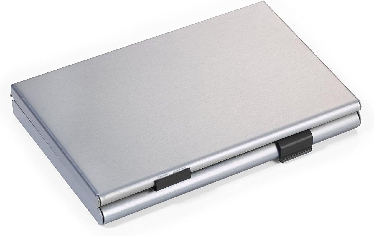 TROIKA Two Compartment Card Case CDC36/Bulkhead BK – Business Card Holder – 2 Holes – for Approx. 21 Your Own/On Business/Credit Cards, Matte Titanium/Black Original