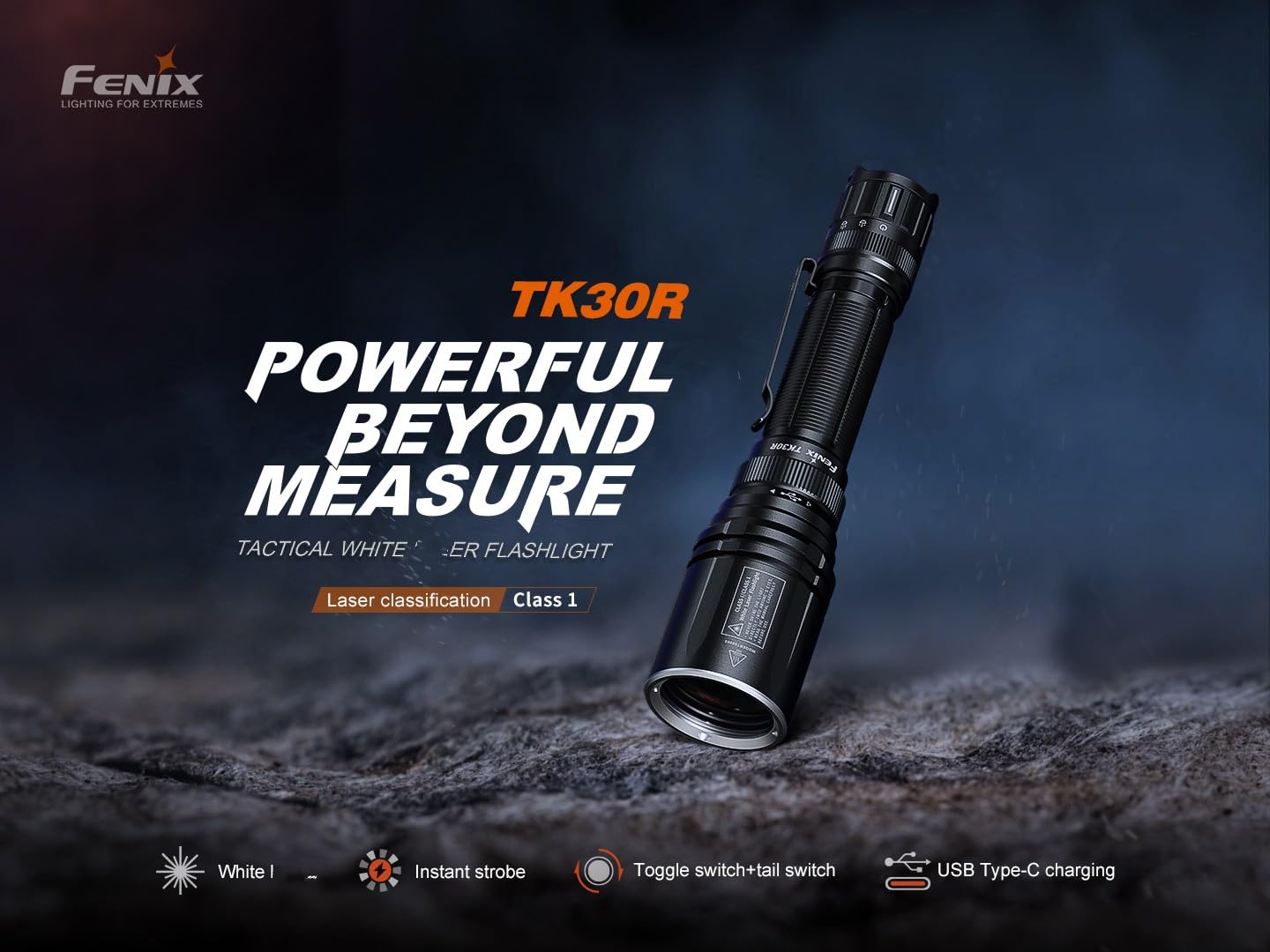 Fenix TK30R Long Throw Tactical LEP Flashlight, USB-C Rechargeable