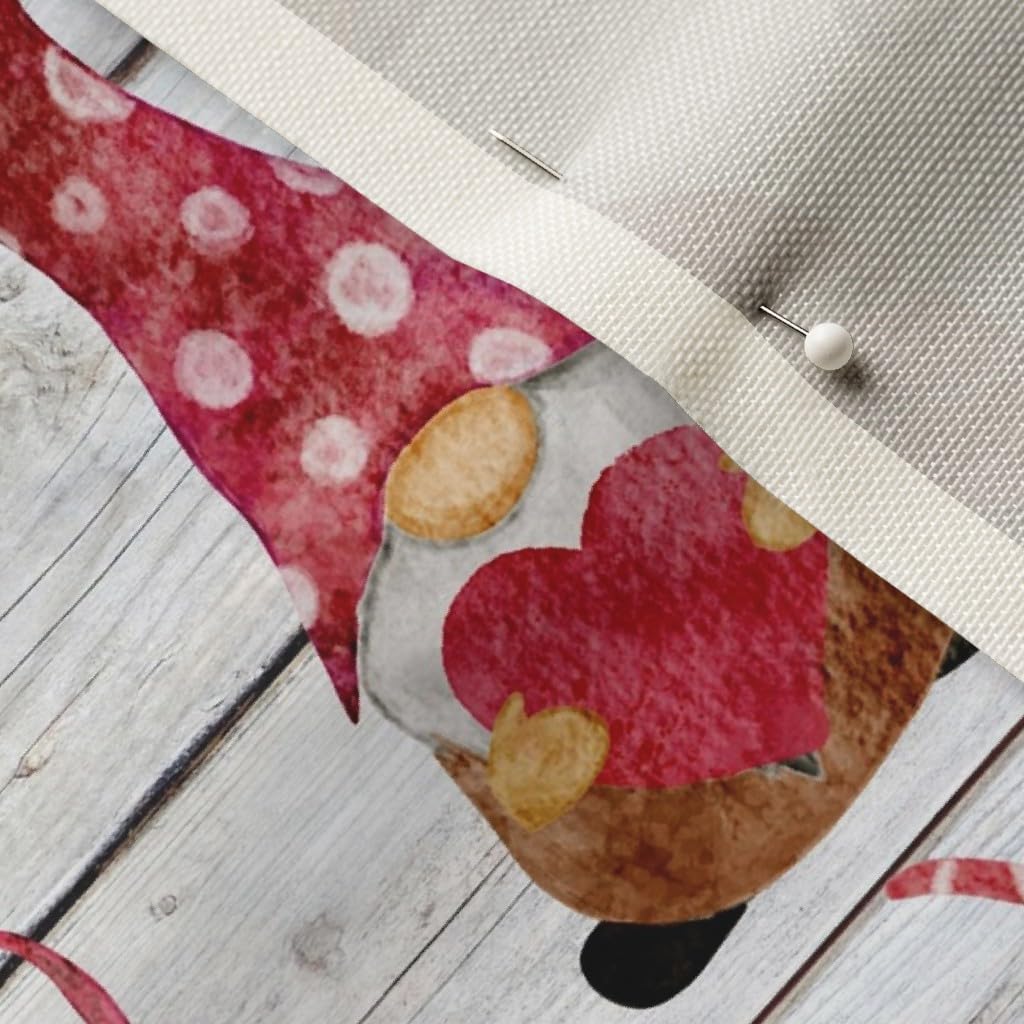 Spoonflower Fabric - Valentine Gnomes Medium Scale Hearts Girl Boy Love Gnome Watercolor Printed on Upholstery Velvet Fabric Fat Quarter - Upholstery Home Decor Bottomweight Apparel