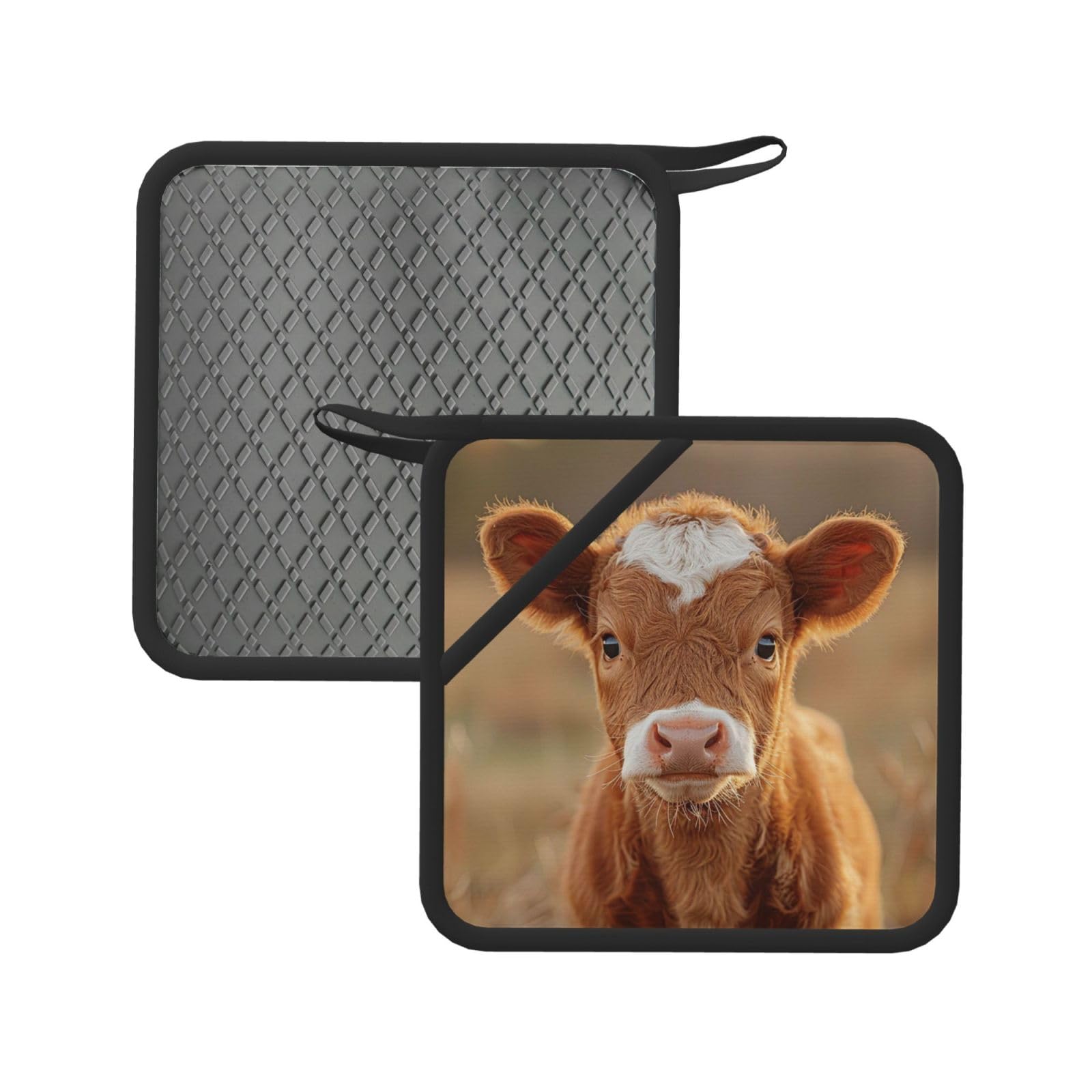 Pot Holders Set of 2 Kitchen Heat Resistant Potholders Cow Silicone Aunty-hot Pad Cotton Lining Oven Hot Pads for Cooking Baking BBQ Microwave Kitchen