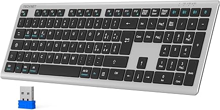 TECKNET Bluetooth Wireless Keyboard, 4 Switching Device (2.4G+BT), USB C Rechargeable, Full-Size Ultra Thin Wireless Keyboard for PC/Tablet/Windows/MacOS, Italian QWERTY Layout
