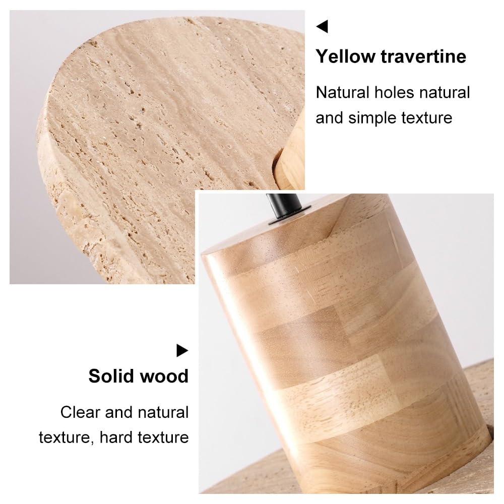 Jadssox Drewniana Lampa Wisząca Wabi-Sabi Z Japońskiego Trawertynu, Lampa Wisząca LED Do Kuchni, Wyspa Kuchenna, Lampy Sufitowe 7,9", Drewniane Lampy Wiszące Do Kawiarni I Restauracji(Wood color)