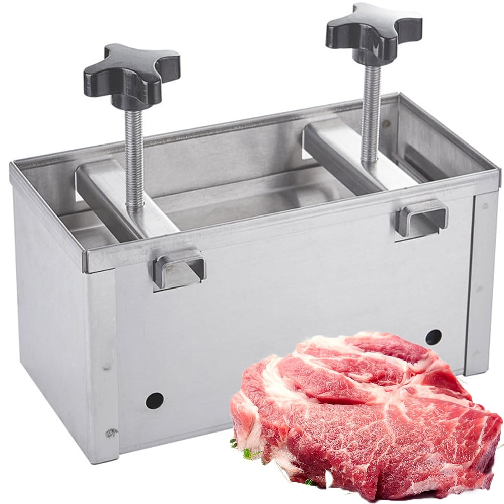 Edelstahl-Fleischpressform, Schinkenpressform mit Doppelschnecken-Druckgerät, Hamburger-Patty-Maker für gefüllte Burger, Slider, Grillen, Grillen, Rindfleisch 2KG